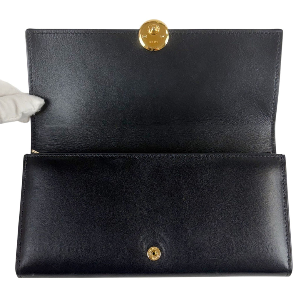 Loewe Pebble Continental Wallet Black Gold Leather — view 5