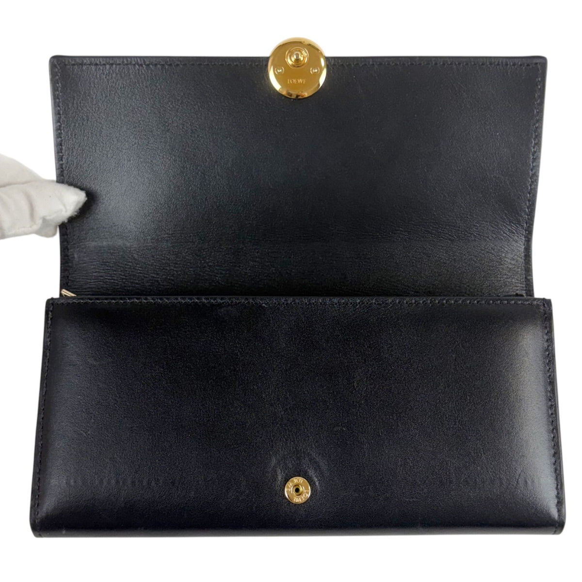 Loewe Pebble Continental Wallet Black Gold Leather — view 5