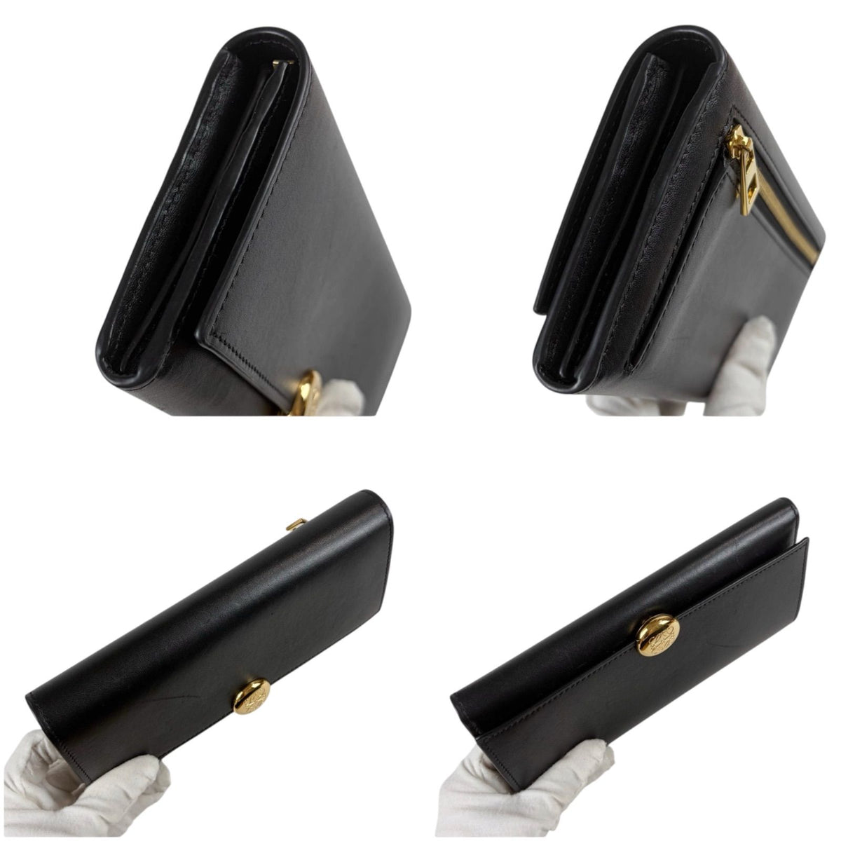 Loewe Pebble Continental Wallet Black Gold Leather — view 6