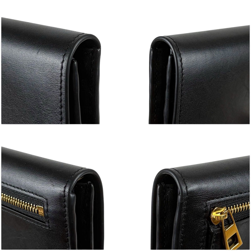 Loewe Pebble Continental Wallet Black Gold Leather — view 7
