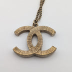 Chanel CC Logo Feather Faux Pearl Rhinestone Gold Necklace — view 3