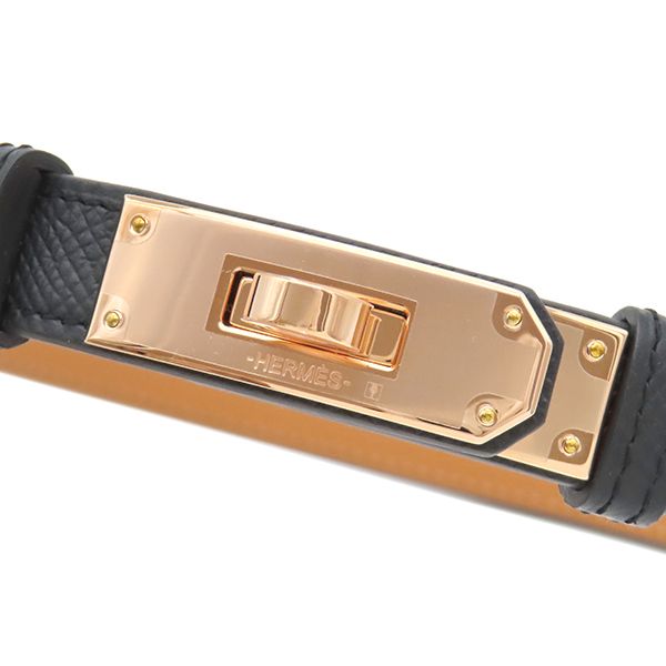 Hermes Belt Kelly 18 Veau Epsom Black Rose Gold New Turnlock Slide Adjustment — view 3