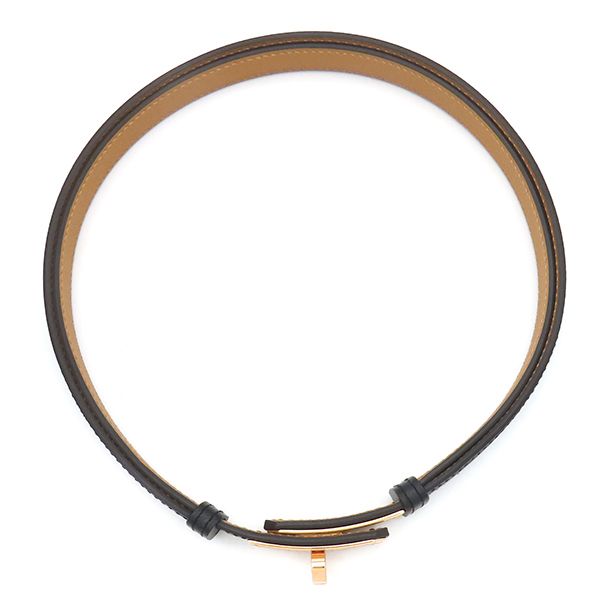 Hermes Belt Kelly 18 Veau Epsom Black Rose Gold New Turnlock Slide Adjustment — view 2