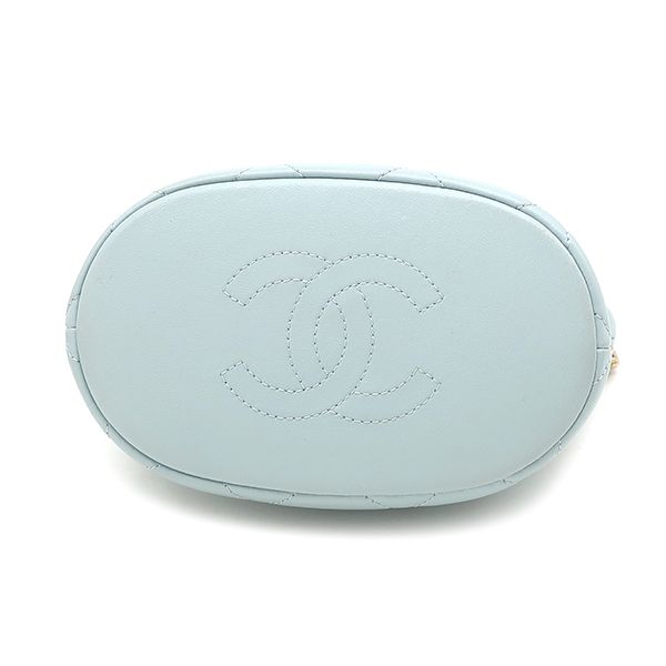 Chanel 2-Way Quilted Mini Bucket Bag Lambskin Light Blue Gold — view 3