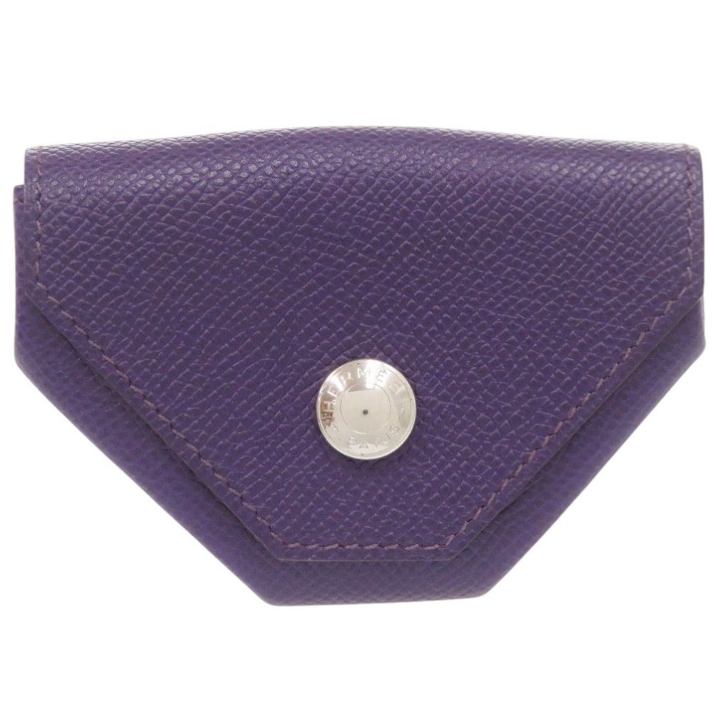 Hermes le Vanquatre Veau Epsom Violet Silver Coin Purse