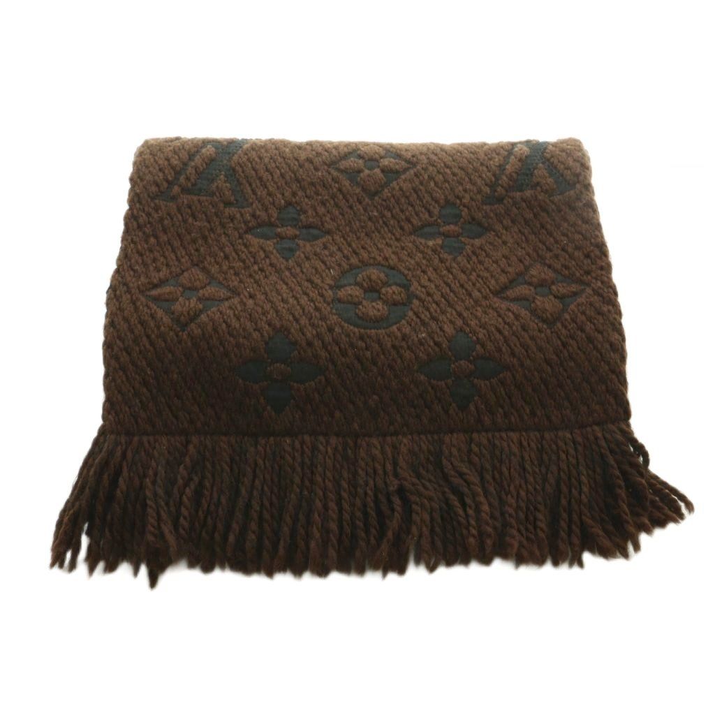 Louis Vuitton Echarpe Logomania Scarf Silk Blend Fringe Dark Brown — view 4