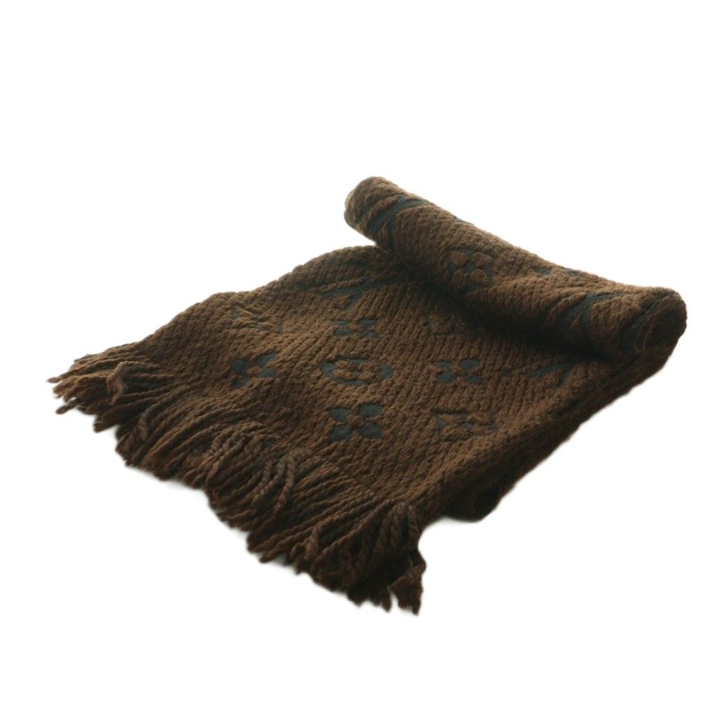 Louis Vuitton Echarpe Logomania Scarf Silk Blend Fringe Dark Brown — view 2