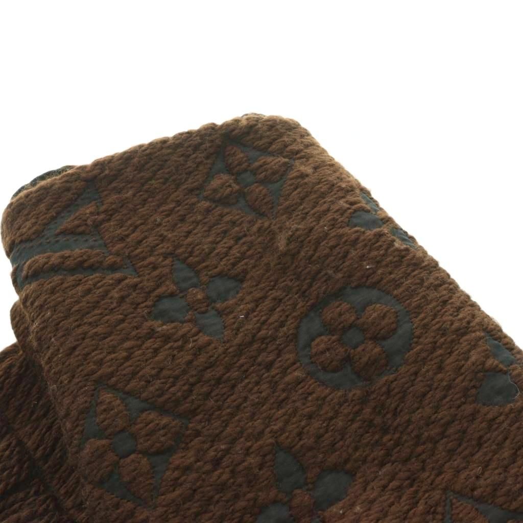 Louis Vuitton Echarpe Logomania Scarf Silk Blend Fringe Dark Brown — view 6