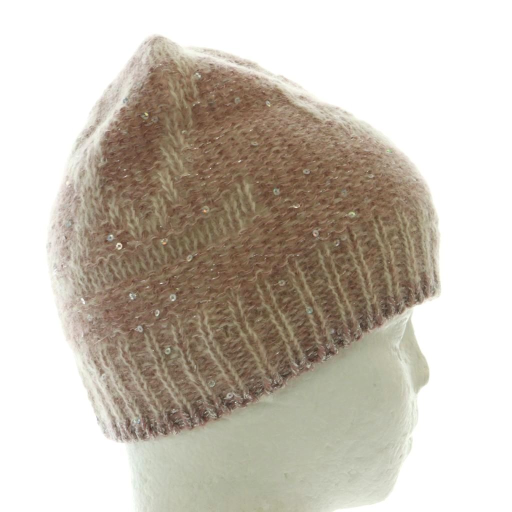 Louis Vuitton Monogram Knit Cap Hat Mohair Blend Sequins Pink — view 8