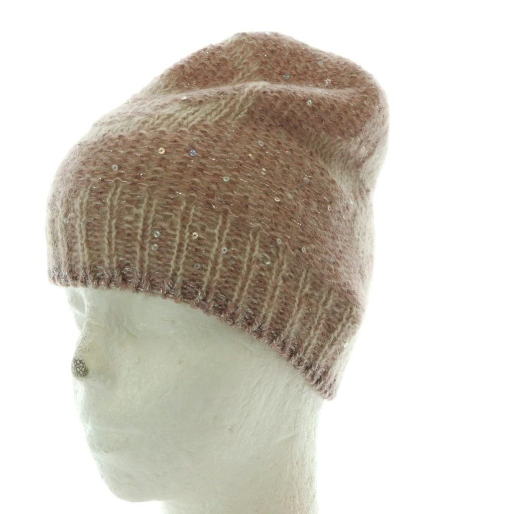 Louis Vuitton Monogram Knit Cap Hat Mohair Blend Sequins Pink — view 5