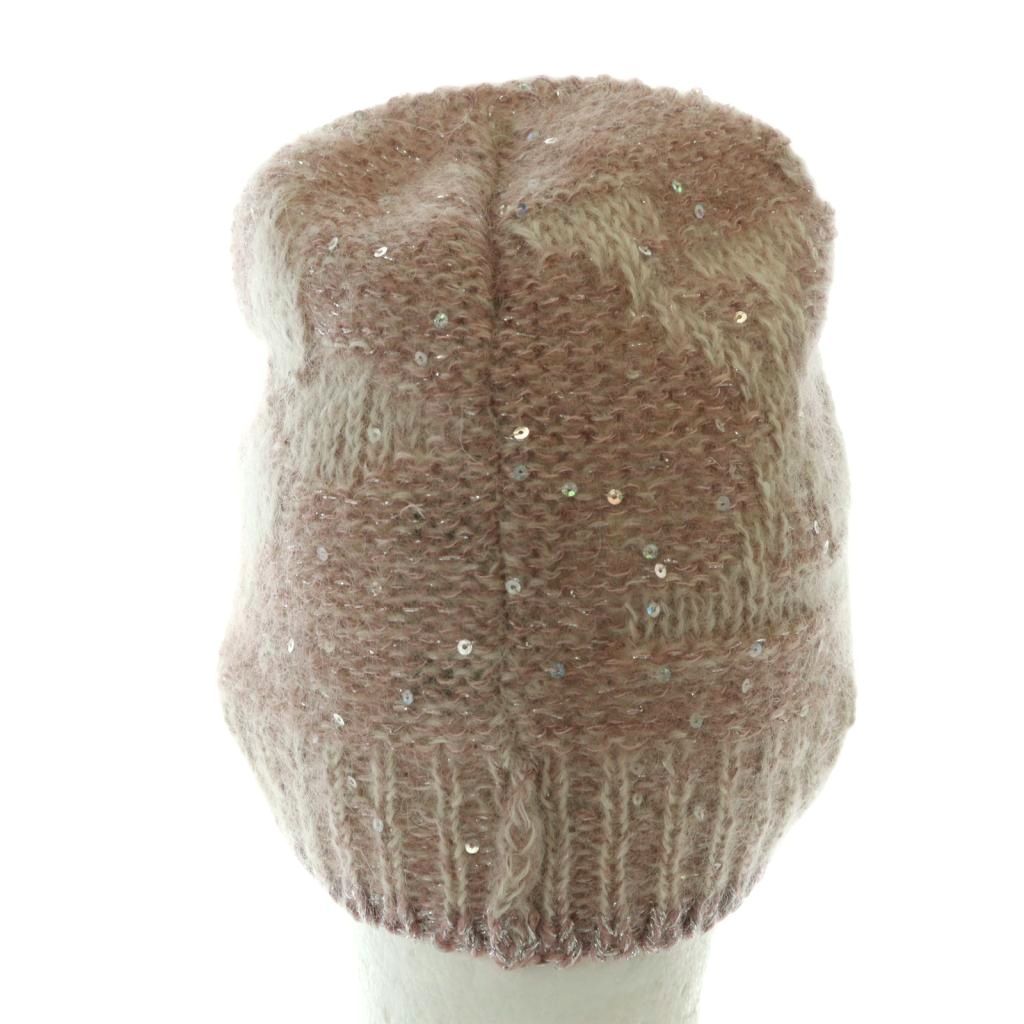 Louis Vuitton Monogram Knit Cap Hat Mohair Blend Sequins Pink — view 7
