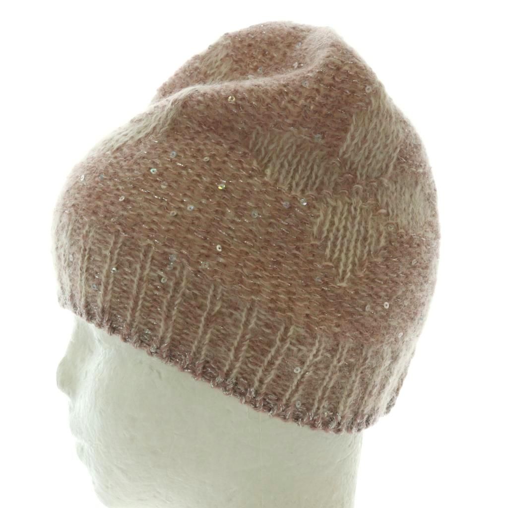 Louis Vuitton Monogram Knit Cap Hat Mohair Blend Sequins Pink — view 6