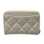 Chanel Coin Purse Quilted Light Gray Zip Around — view 2
