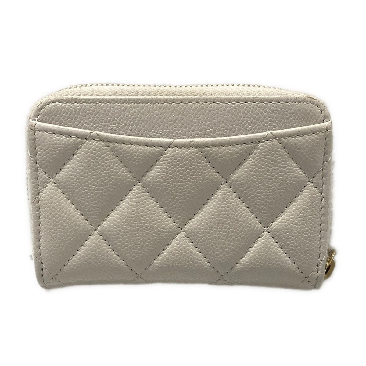 Chanel Coin Purse Quilted Light Gray Zip Around — view 2