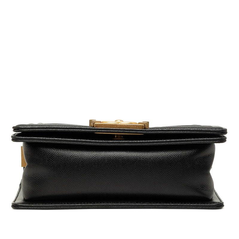 Chanel CC Logo Quilted Boy 20 Vintage Chain Shoulder Bag Black Caviar Leather — view 3
