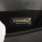 Chanel CC Logo Quilted Boy 20 Vintage Chain Shoulder Bag Black Caviar Leather — view 5