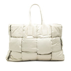 Bottega Veneta Maxi Intrecciato Squash Tote Bag White Leather