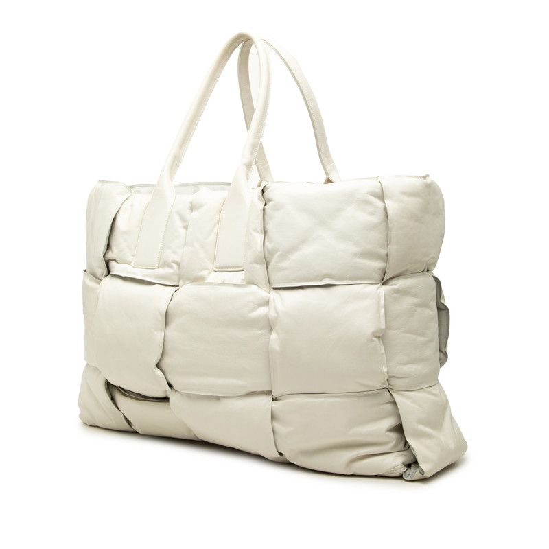 Bottega Veneta Maxi Intrecciato Squash Tote Bag White Leather — view 2
