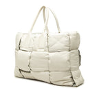 Bottega Veneta Maxi Intrecciato Squash Tote Bag White Leather — view 2