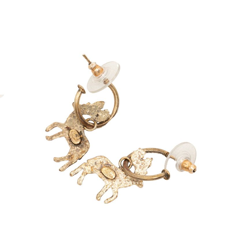 Chanel Reindeer Motif Earrings Gold Plated Faux Pearl — view 2
