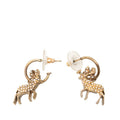 Chanel Reindeer Motif Earrings Gold Plated Faux Pearl