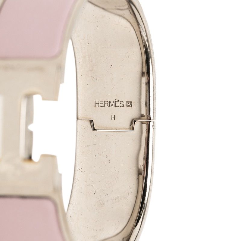 Hermes Clic Clac PM Bangle Silver Pink Metal Bracelet — view 5