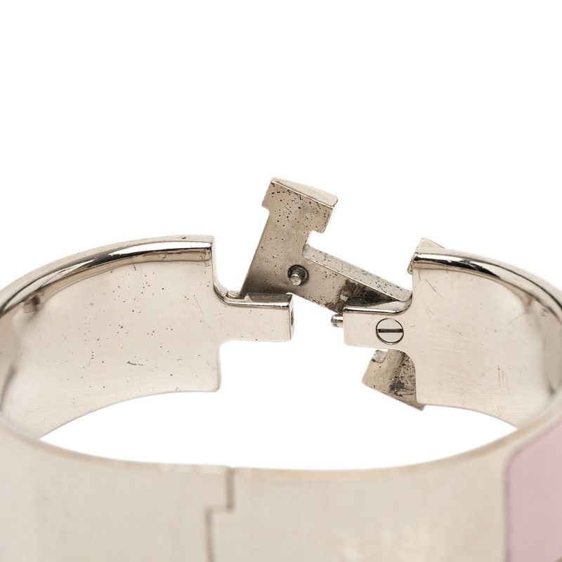 Hermes Clic Clac PM Bangle Silver Pink Metal Bracelet — view 4