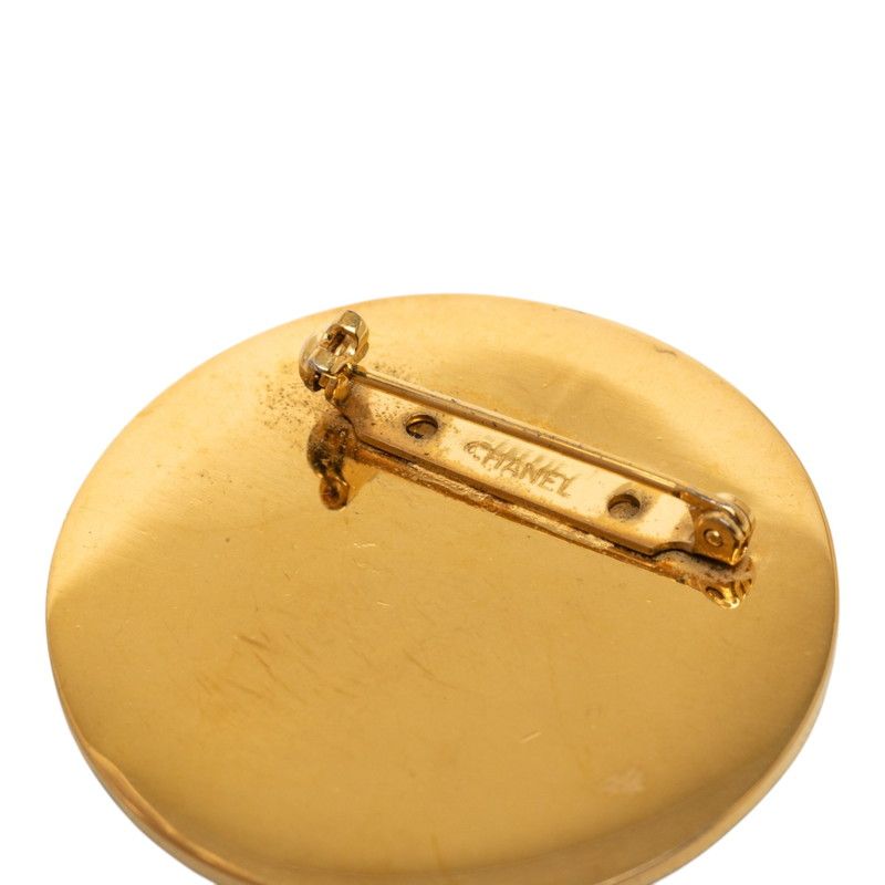 Chanel CC Logo Brooch Gold Black Plated Enamel — view 3