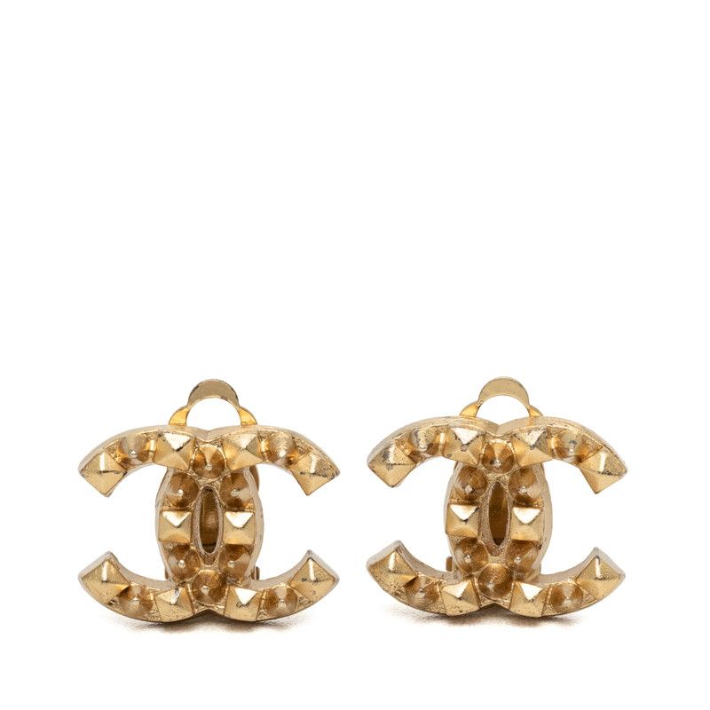 Chanel CC Logo Earrings Gold Plated