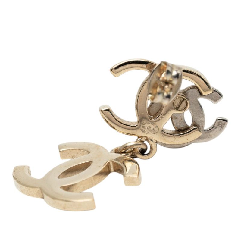 Chanel CC Logo Earrings Gold Metal Rhinestone Faux Pearl — view 3