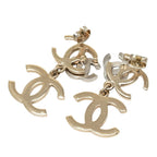 Chanel CC Logo Earrings Gold Metal Rhinestone Faux Pearl — view 2