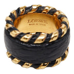Loewe Anagram Scarf Ring Gold Black Plated Leather — view 5