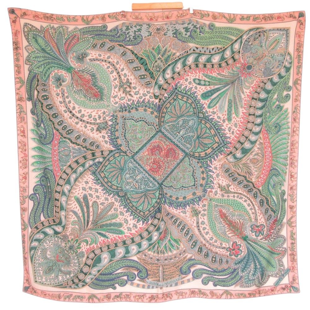 Hermes Carre Geant 140 le Jardin de la Maharani's Garden Cashmere Silk Large