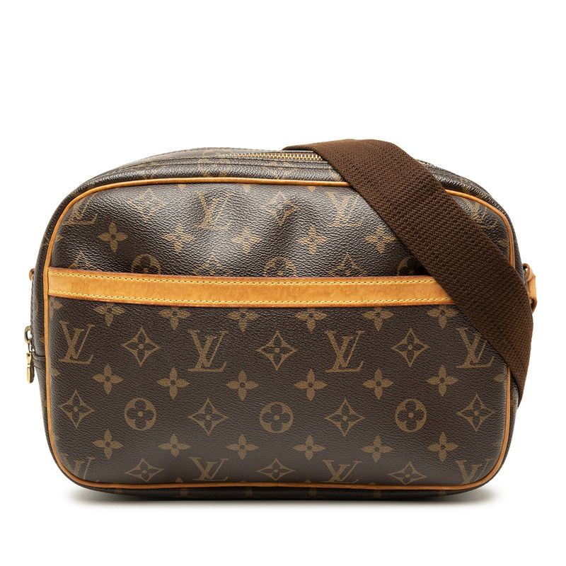Louis Vuitton Monogram Reporter PM Crossbody Shoulder Bag Brown Leather