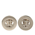 Chanel Vintage CC Logo Earrings Silver Metal