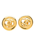 Chanel Vintage CC Logo Earrings Gold Plated