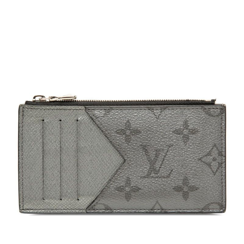 Louis Vuitton Monogram Taigarama Coin Card Holder Fragment Case Gray