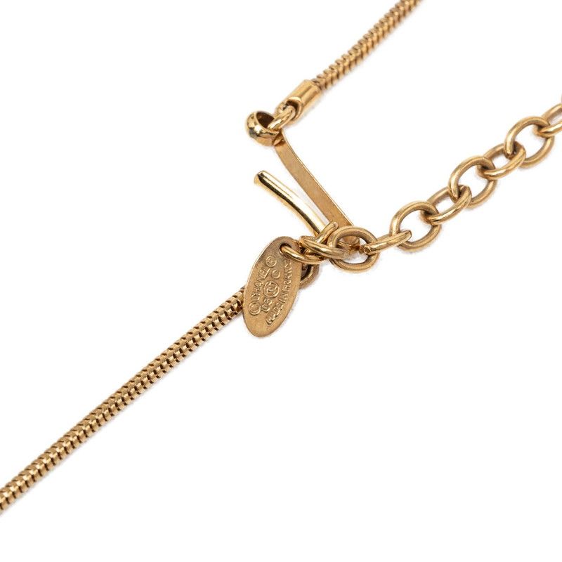 Chanel CC Logo Ball Chain Necklace Gold Black Plated Faux Pearl Plastic — view 5