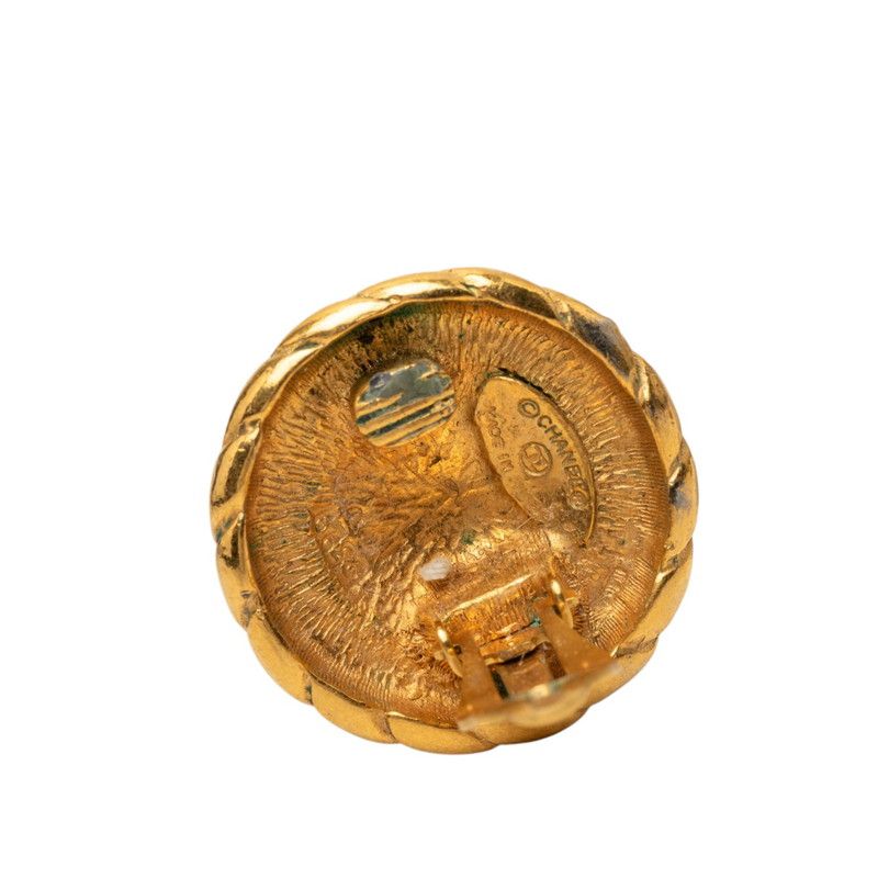 Chanel CC Logo Round Earrings Gold Plated — view 3
