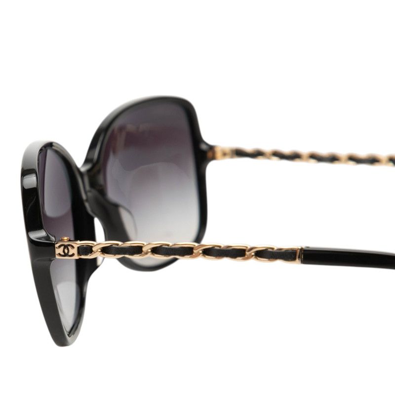 Chanel CC Logo Sunglasses Eyewear Black Gold Acetate Plating — view 4