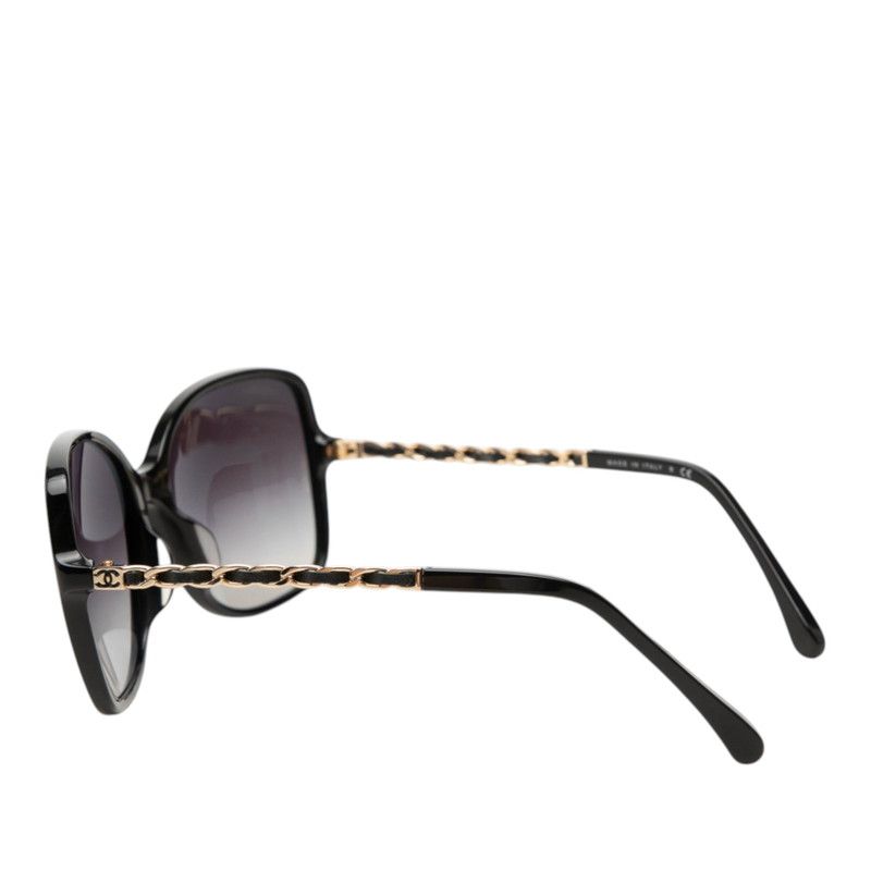 Chanel CC Logo Sunglasses Eyewear Black Gold Acetate Plating — view 2