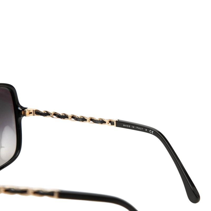 Chanel CC Logo Sunglasses Eyewear Black Gold Acetate Plating — view 6