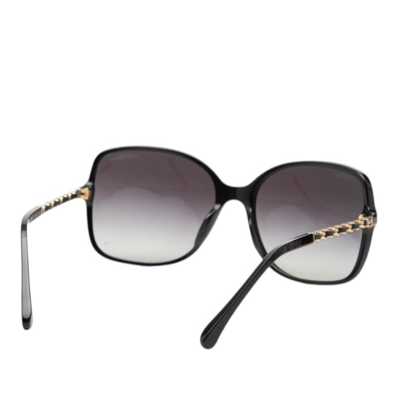 Chanel CC Logo Sunglasses Eyewear Black Gold Acetate Plating — view 3
