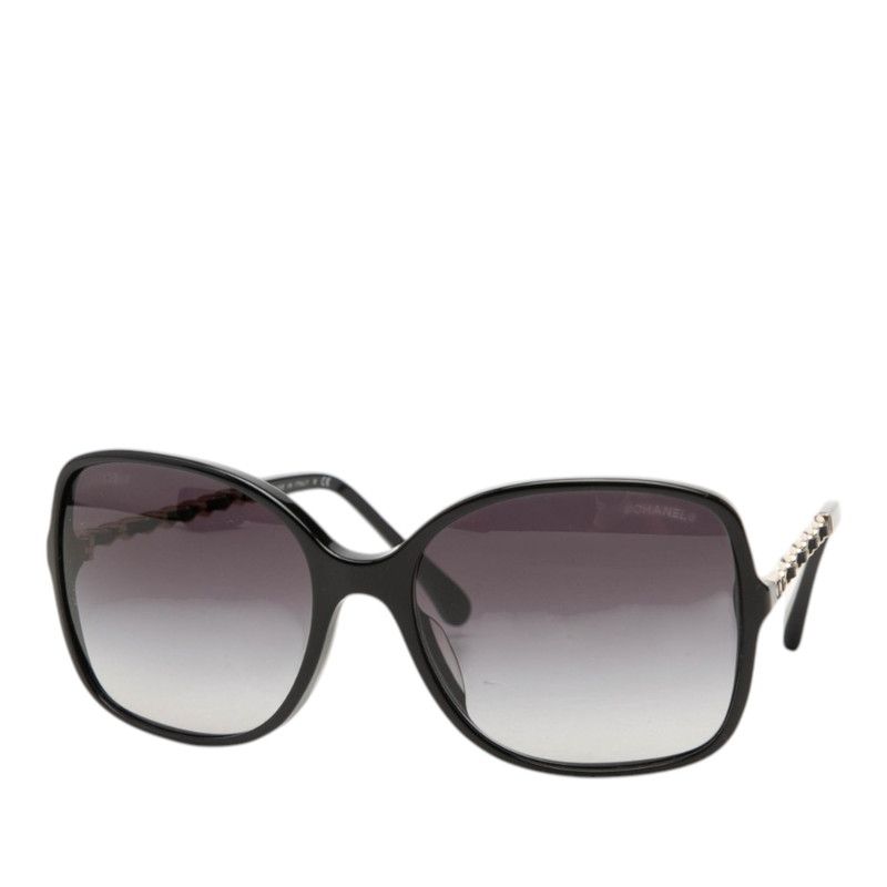 Chanel CC Logo Sunglasses Eyewear Black Gold Acetate Plating