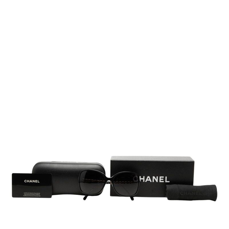 Chanel CC Logo Sunglasses Eyewear Black Gold Acetate Plating — view 7