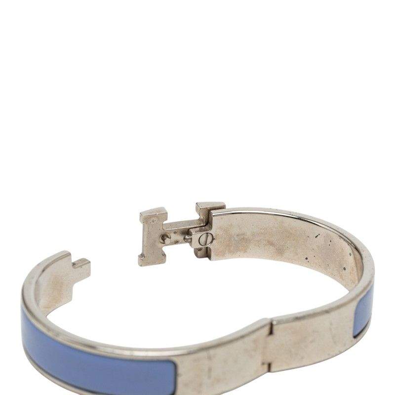 Hermes Click PM Bangle Silver Purple Metal Bracelet — view 4