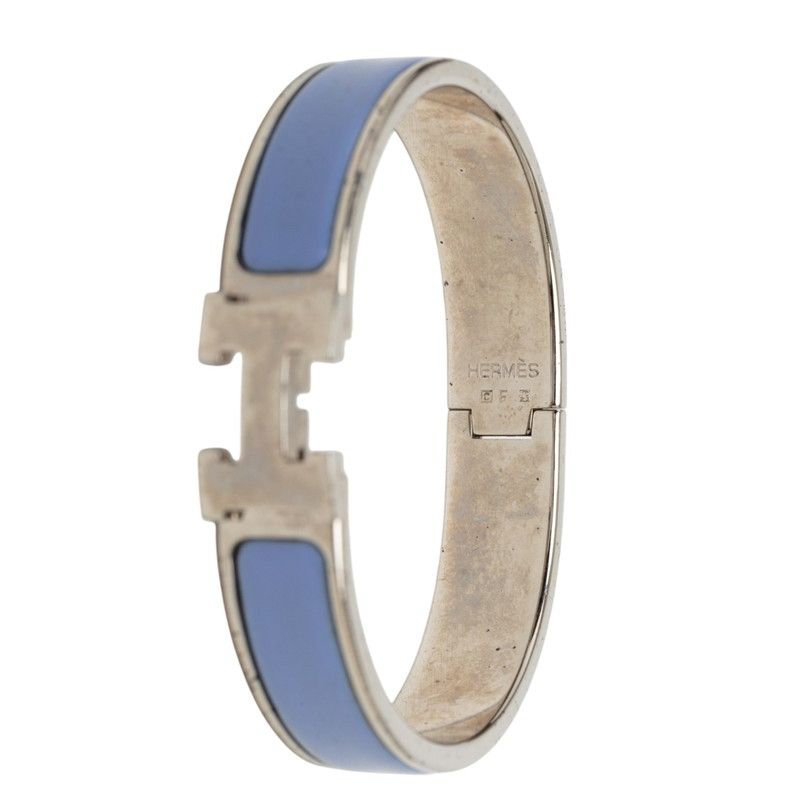 Hermes Click PM Bangle Silver Purple Metal Bracelet — view 5