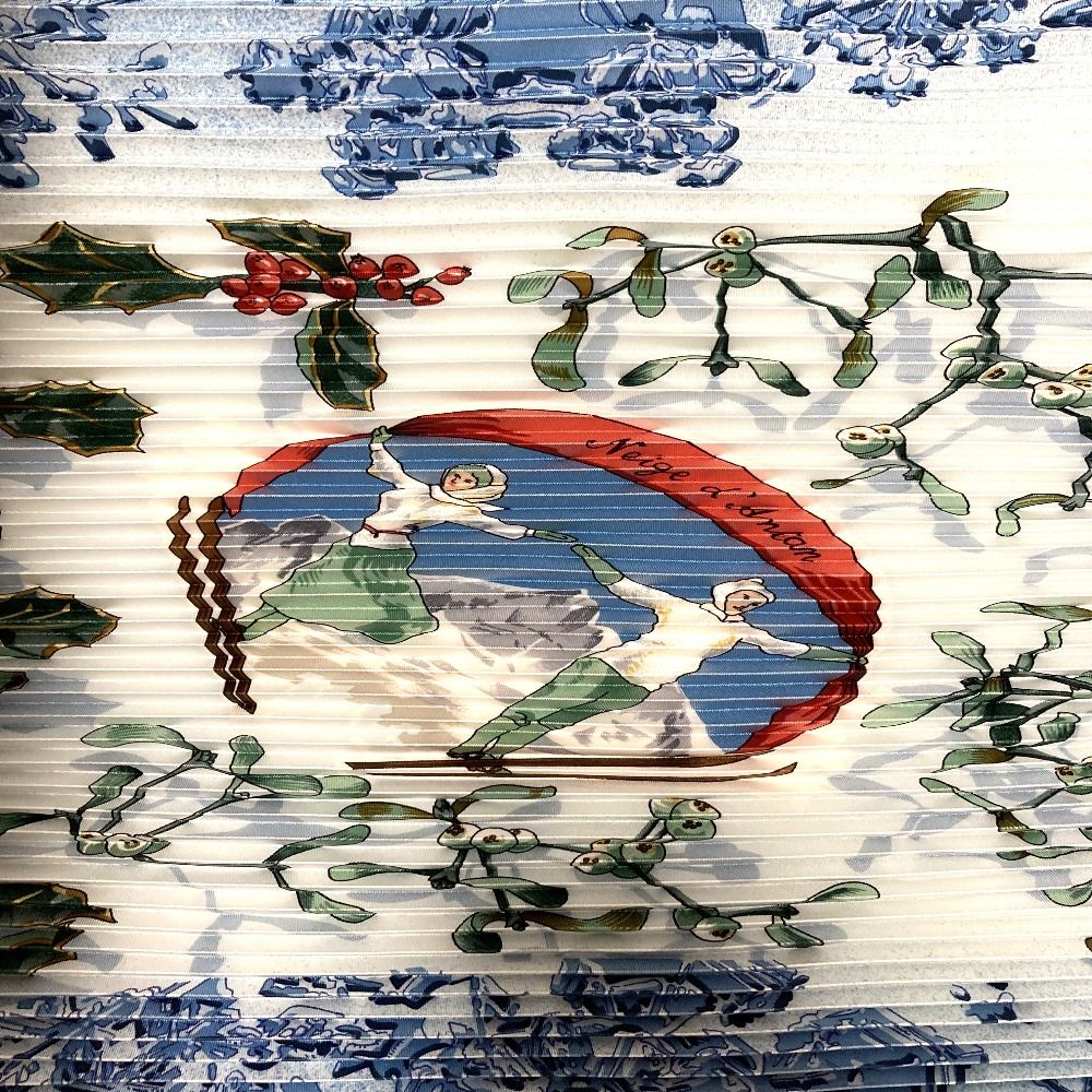 Hermes Pleated Carre 90 Neige D'antan Last Year's Snow Scarf Blue — view 2