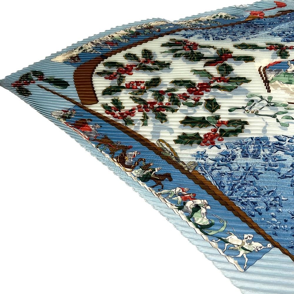Hermes Pleated Carre 90 Neige D'antan Last Year's Snow Scarf Blue — view 4