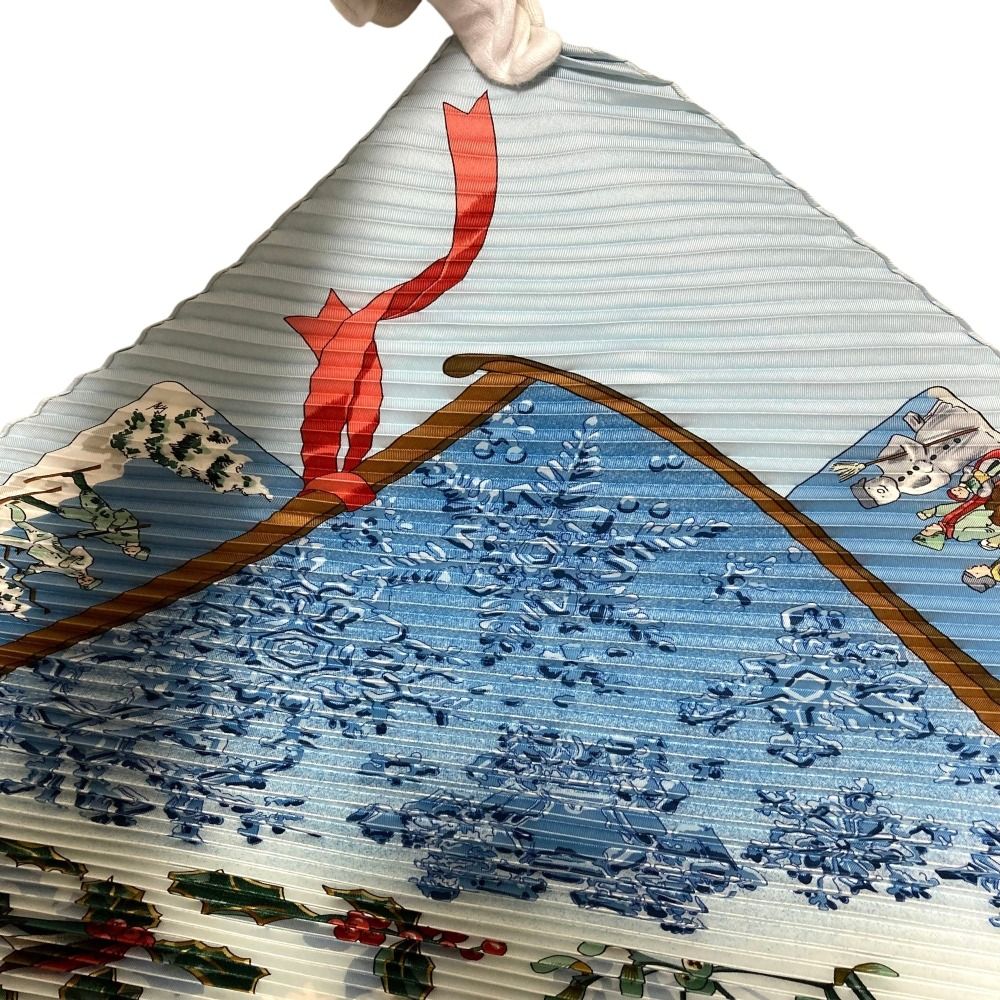 Hermes Pleated Carre 90 Neige D'antan Last Year's Snow Scarf Blue — view 5